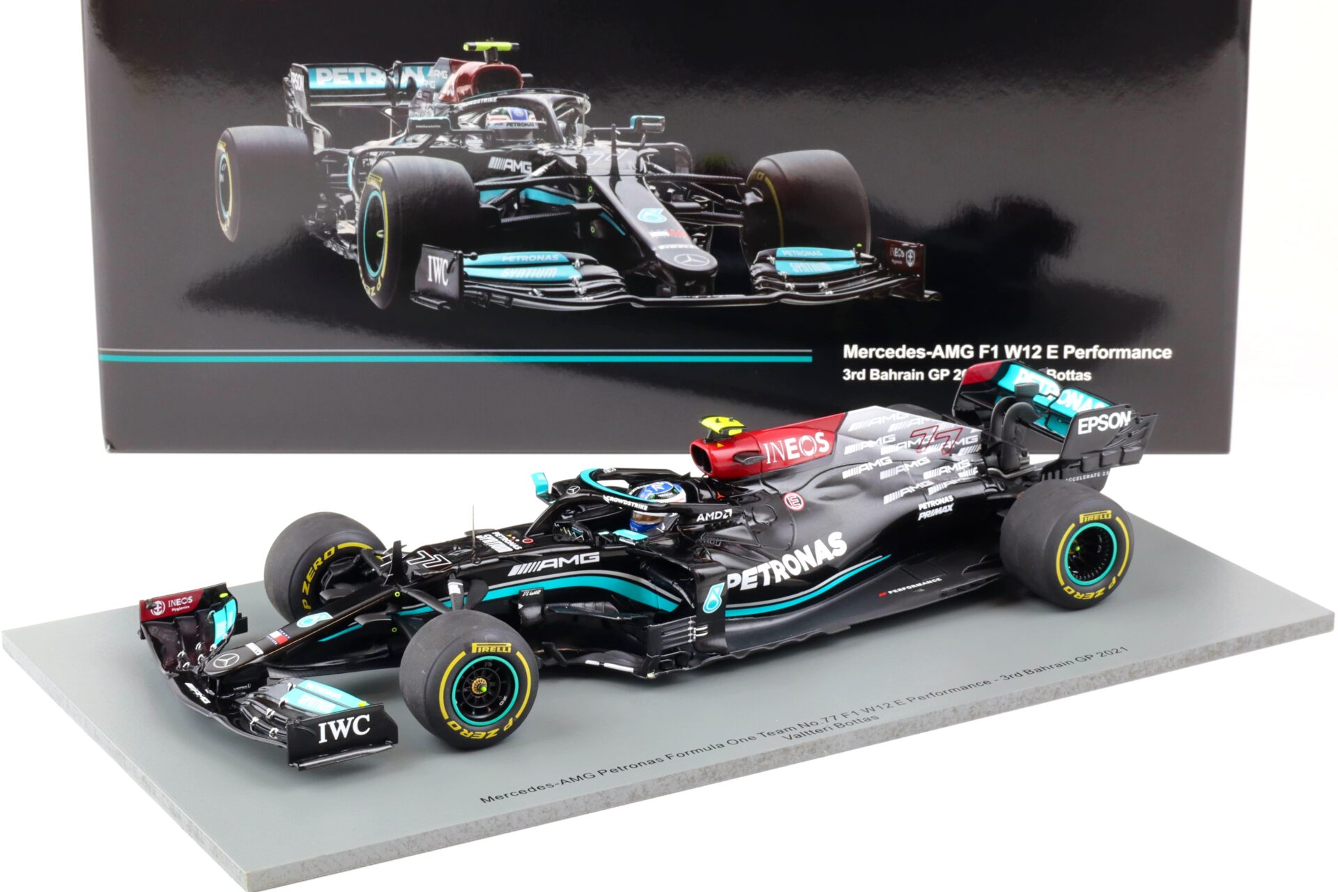 1:18 Spark Mercedes AMG F1 W12 E Performance #77 Bottas 3rd Bahrain GP 2021