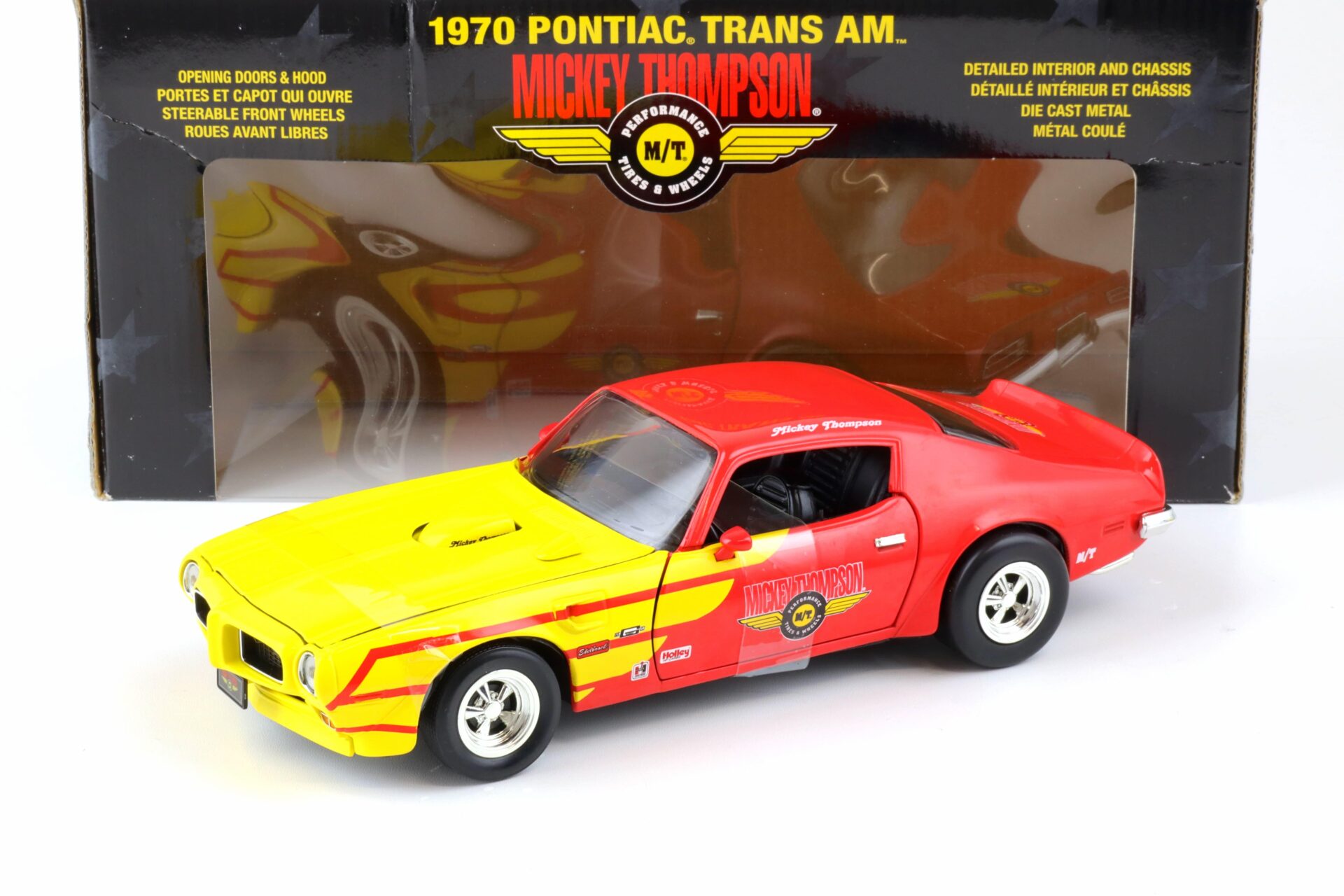 ID 89147 orig 1.jpg 1:18 ERTL 1970 Pontiac Trans AM Coupe M/T Mickey Thompson red/ yellow