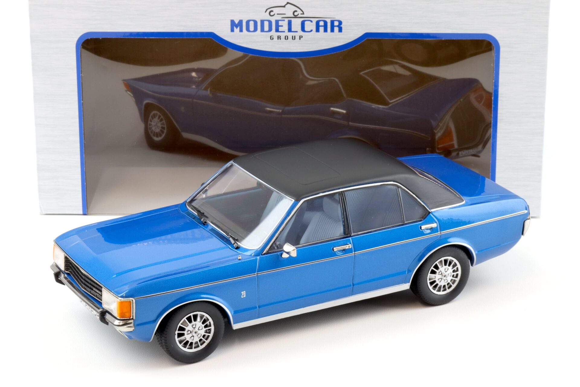 ID 90335 orig 1.jpg 1:18 MCG Ford Granada 2.3 MK1 Limousine 1975 blue metallic/ black roof