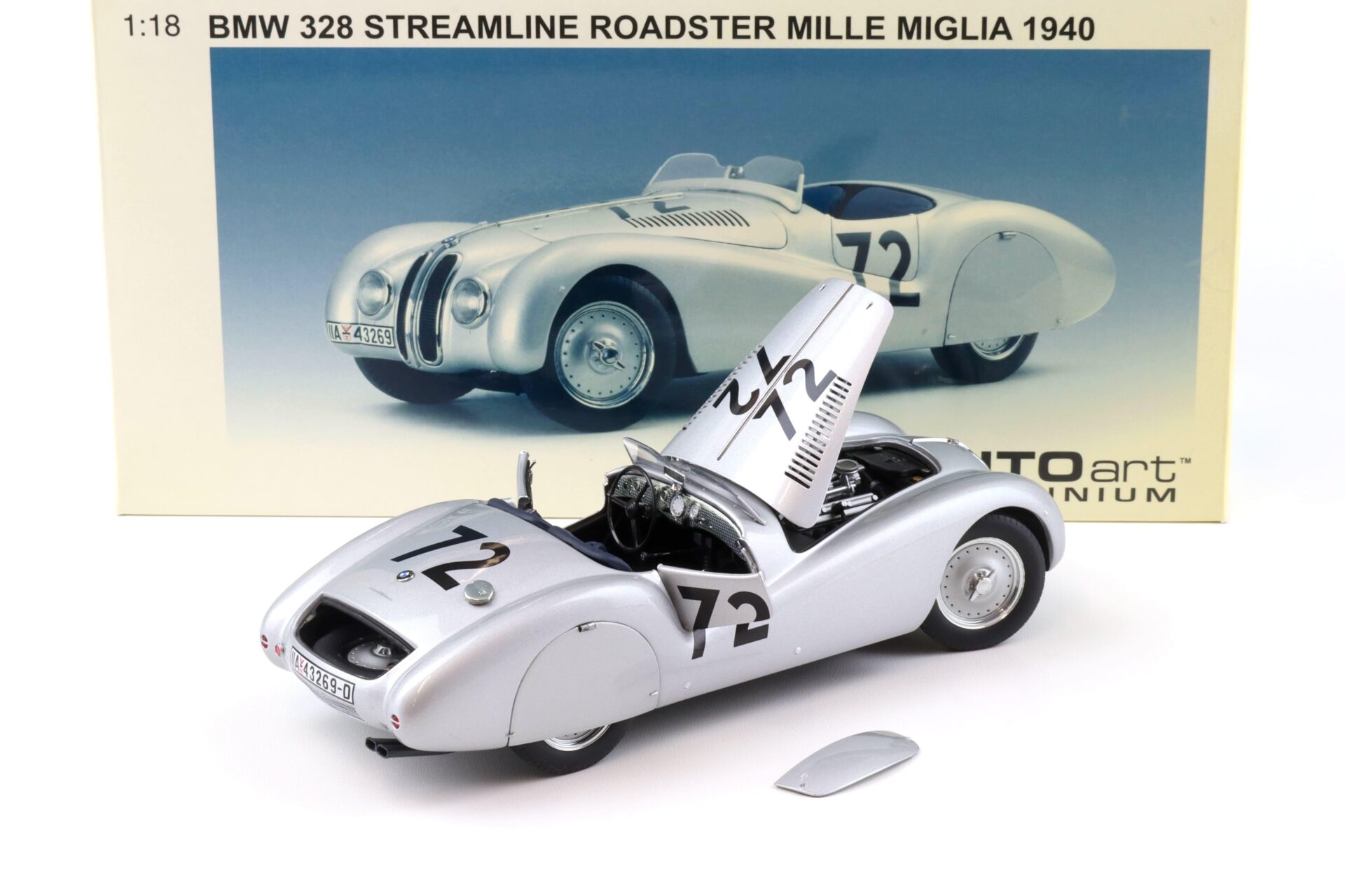 1:18 AUTOart BMW 328 Streamline Roadster #72 Mille Miglia 1940 silver 84045
