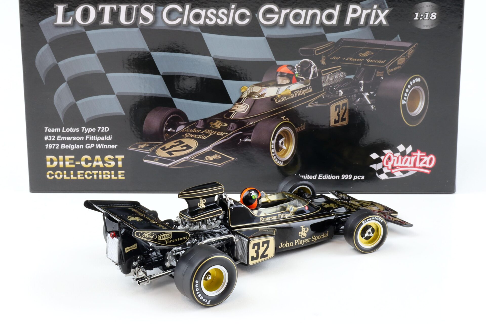 1:18 Quartzo Lotus Type 72D Emerson Fittipaldi #32 Belgian GP Winner 1972