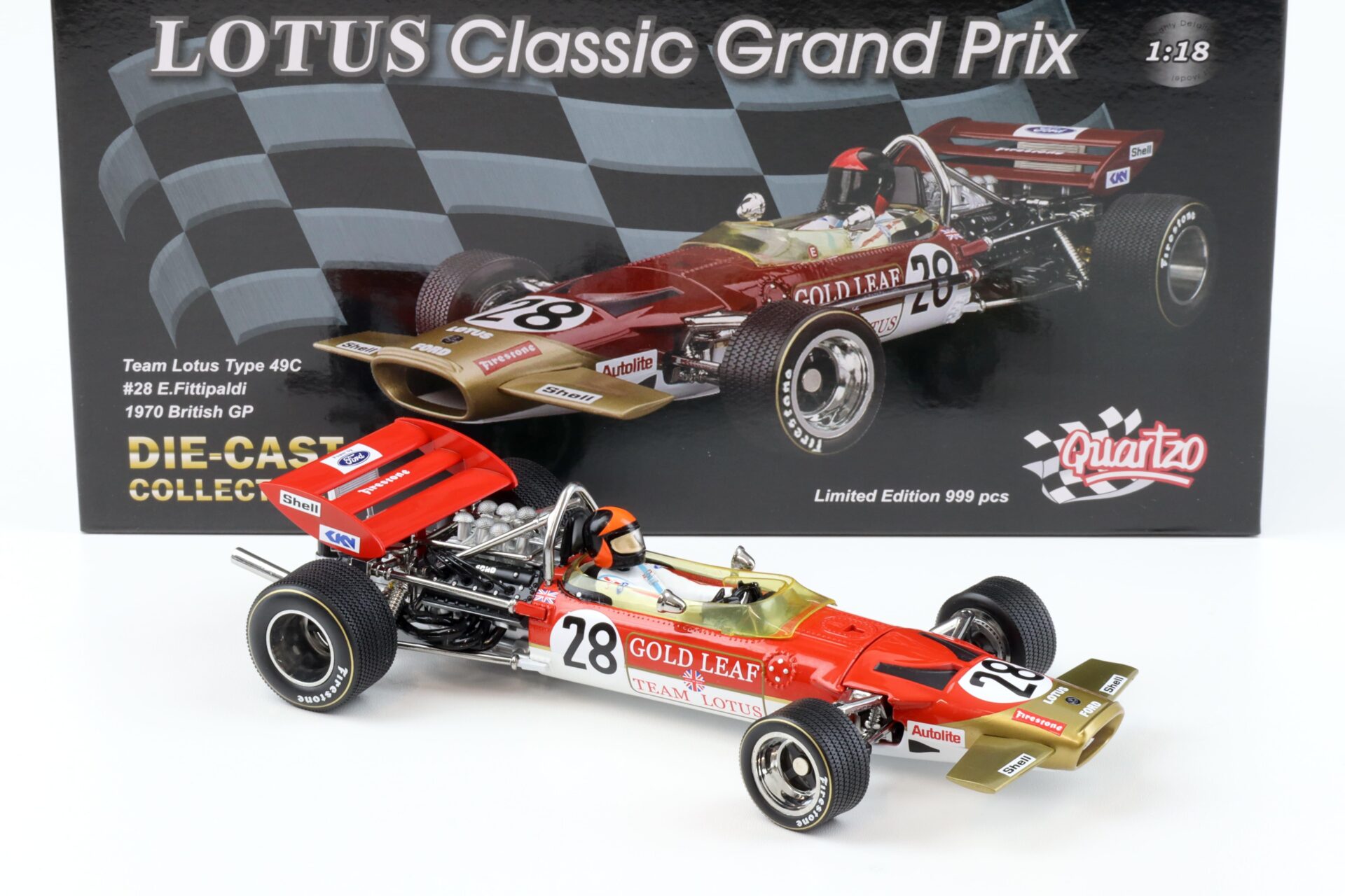1:18 Quartzo Lotus Type 49C Emerson Fittipaldi #28 British GP 1970
