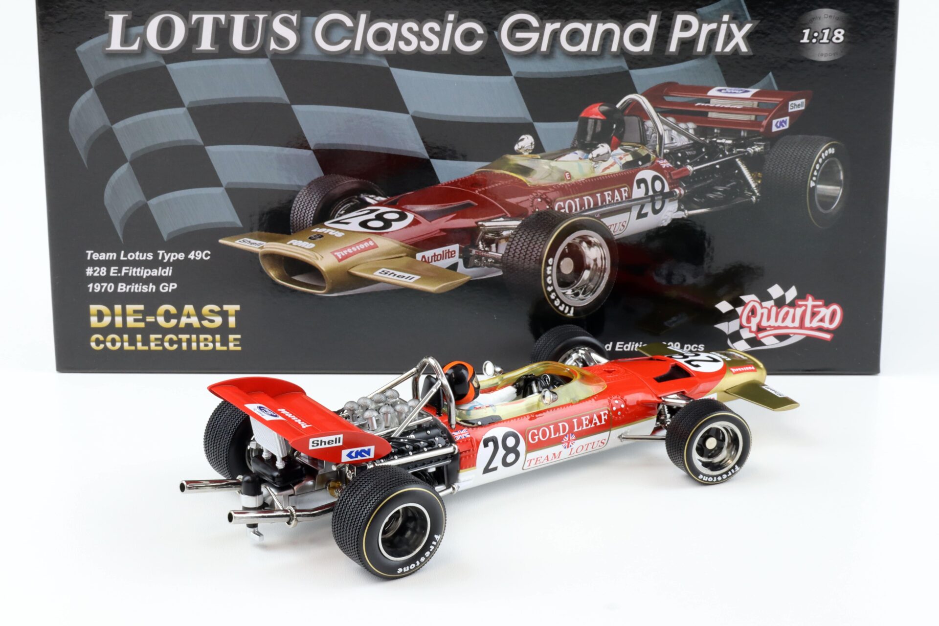 1:18 Quartzo Lotus Type 49C Emerson Fittipaldi #28 British GP 1970