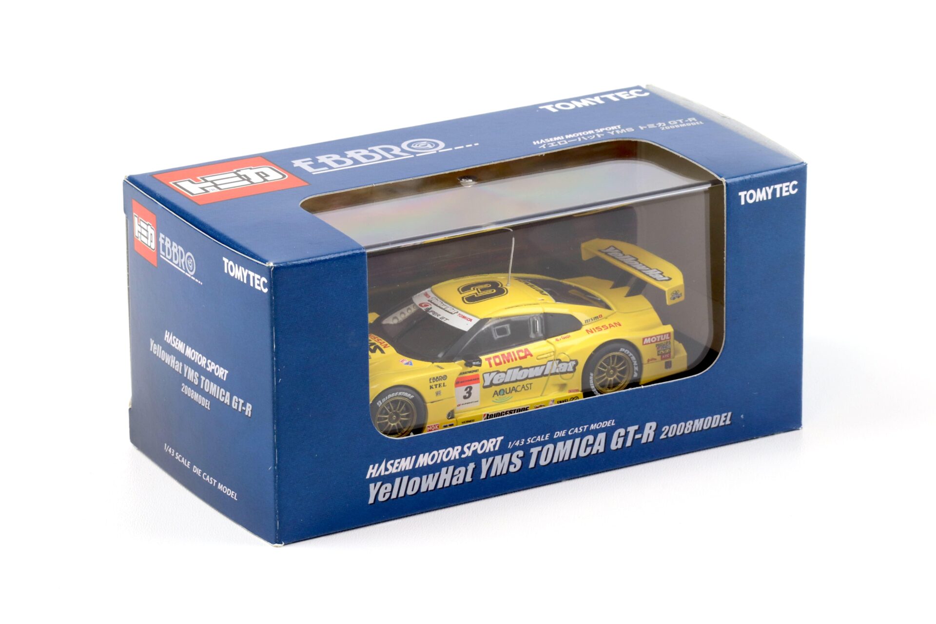 1:43 Ebbro Nissan GT-R YellowHat YMS TOMICA GT-R 2008 #3 Quintarelli/ Yokomizo