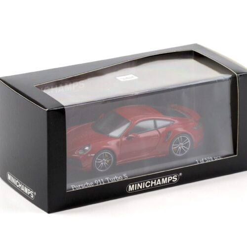 1:43 Minichamps Porsche 911 (992) Turbo S Coupe Sport Design 2021 Karmin red