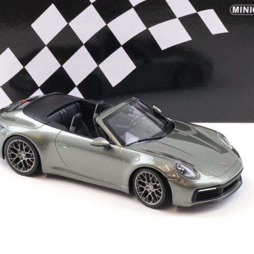 1:18 Minichamps Porsche 911 (992) Carrera 4S Cabriolet 2019 gray/ green metallic - Image 2