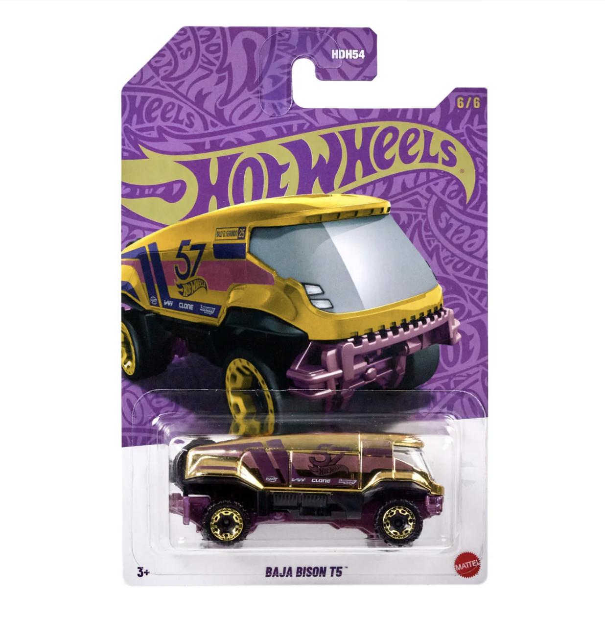 1:64 Hot Wheels 2024 Pearl & Chrome 57th Anniversary HDH54-979G CHASE BAJA Bison T5