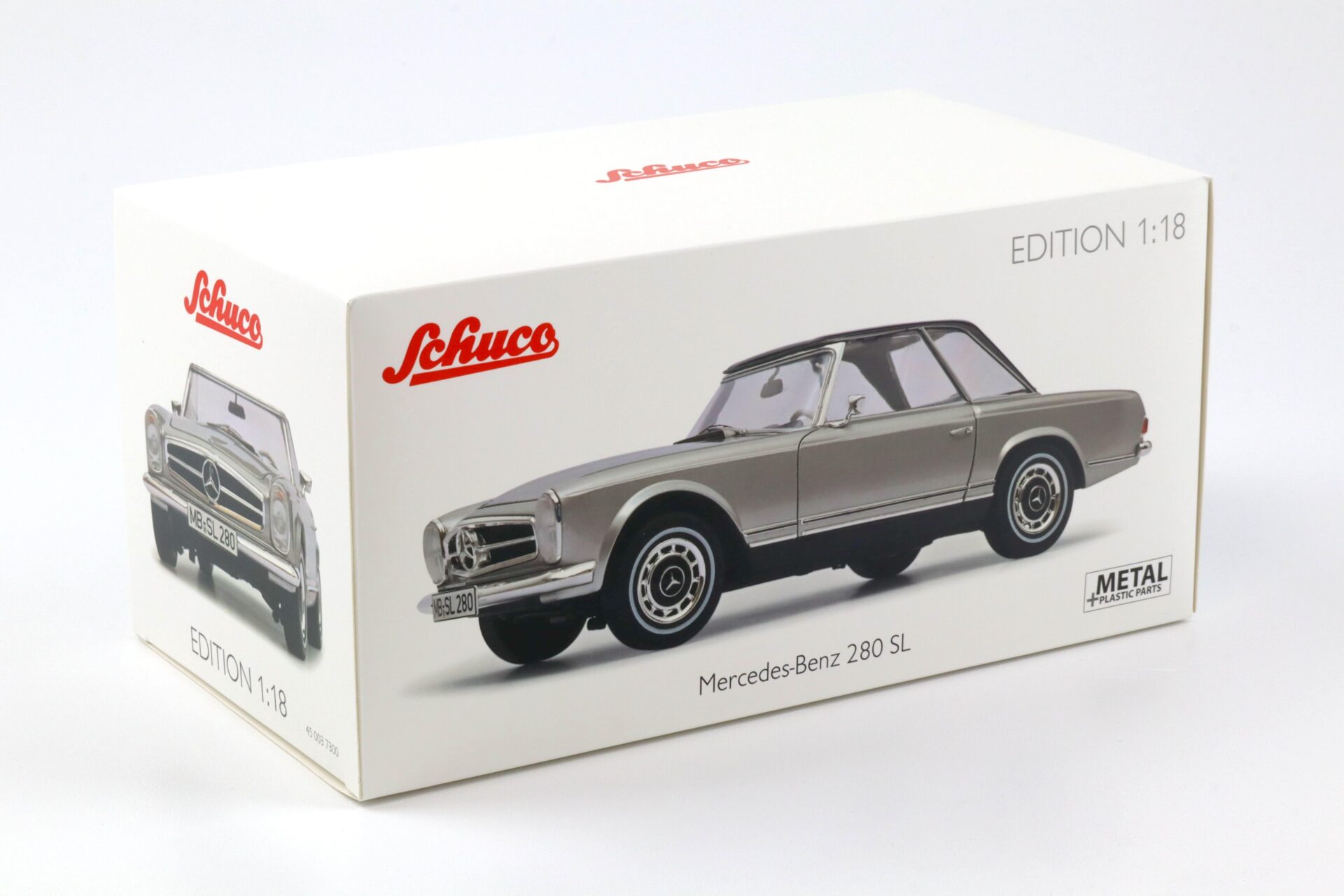1:18 Schuco Mercedes 280 SL Pagode W113 with Hardtop silver/ blue interior
