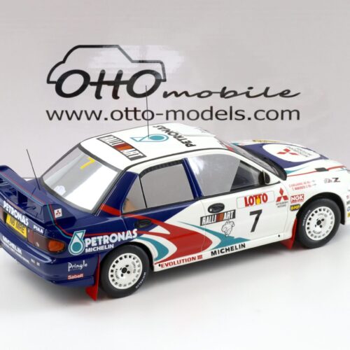 1:18 OTTO mobile OT475 Mitsubishi Lancer EVO III Rally Australia Makinen #7 white