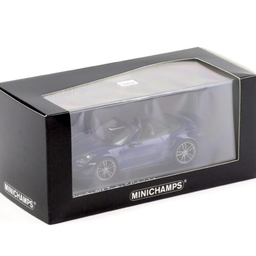 1:43 Minichamps Porsche 911 992 Turbo S Cabriolet 2020 Gentian blue metallic - Image 3