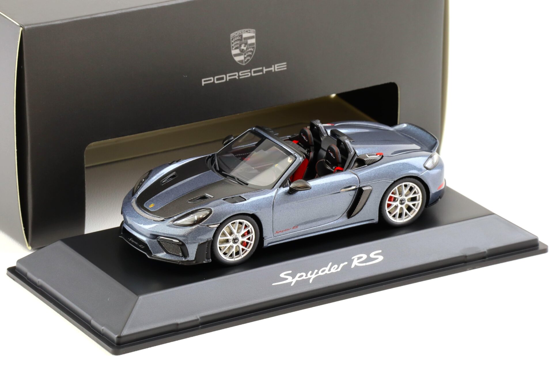 ID 97390 orig 1.jpg 1:43 Spark Porsche 718 Spyder RS (982) vanadium grey/ red interior WAP DEALER