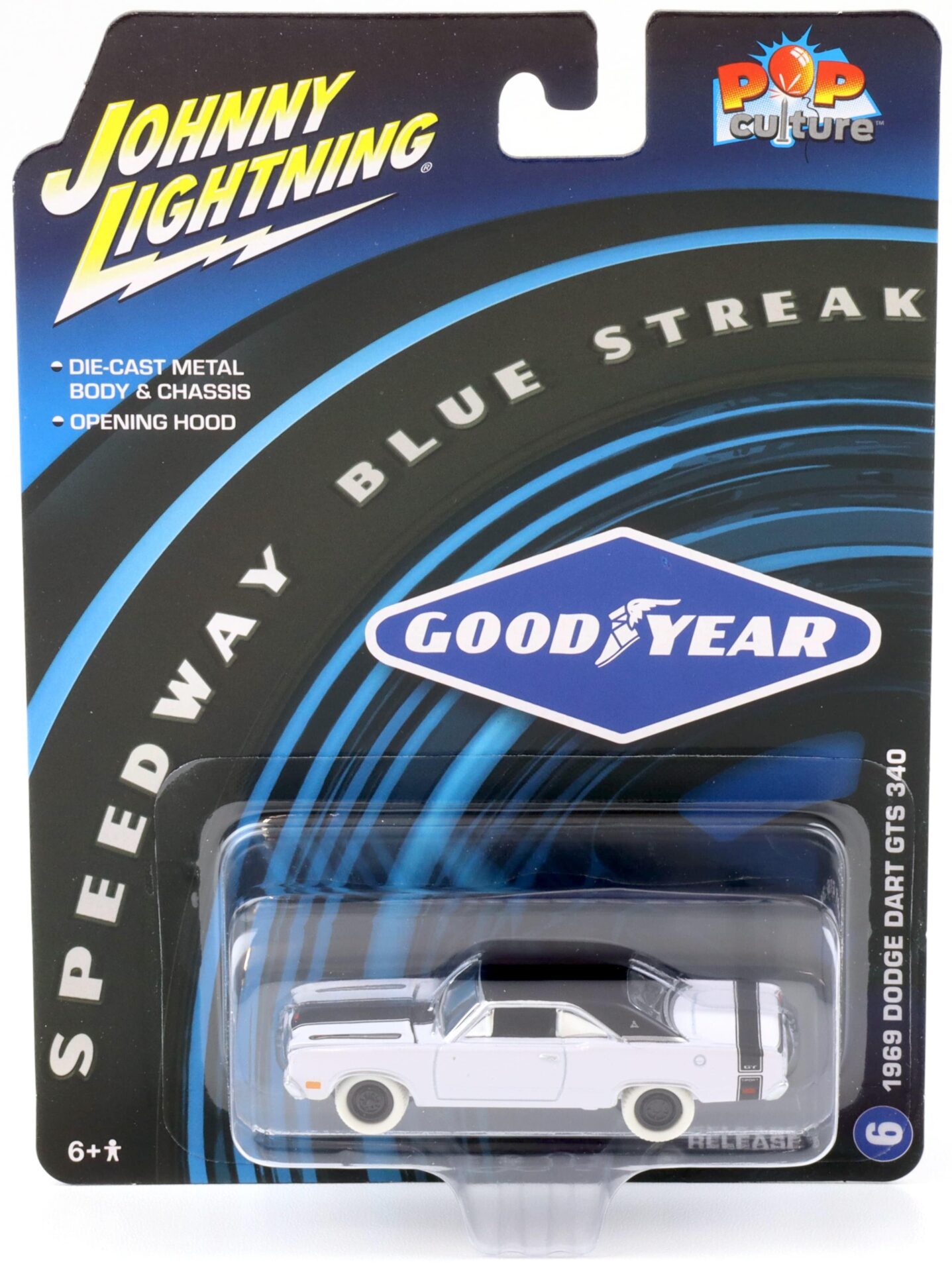 1:64 Johnny Lightning Pop Culture 1969 Dodge Dart GTS 340 Goodyear CHASE CAR