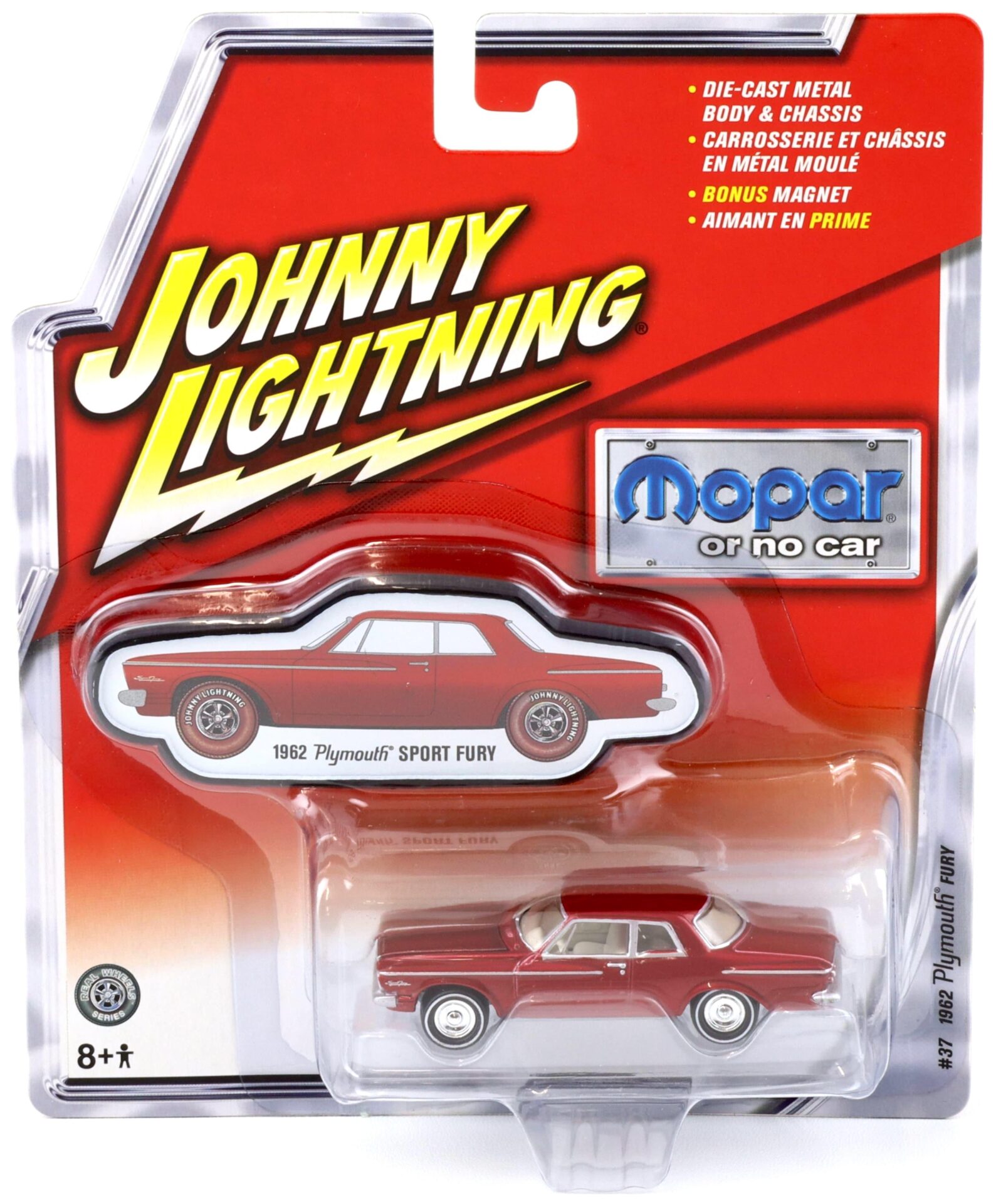 1:64 Johnny Lightning #37 MOPAR 1962 Plymouth Sport Fury red metallic