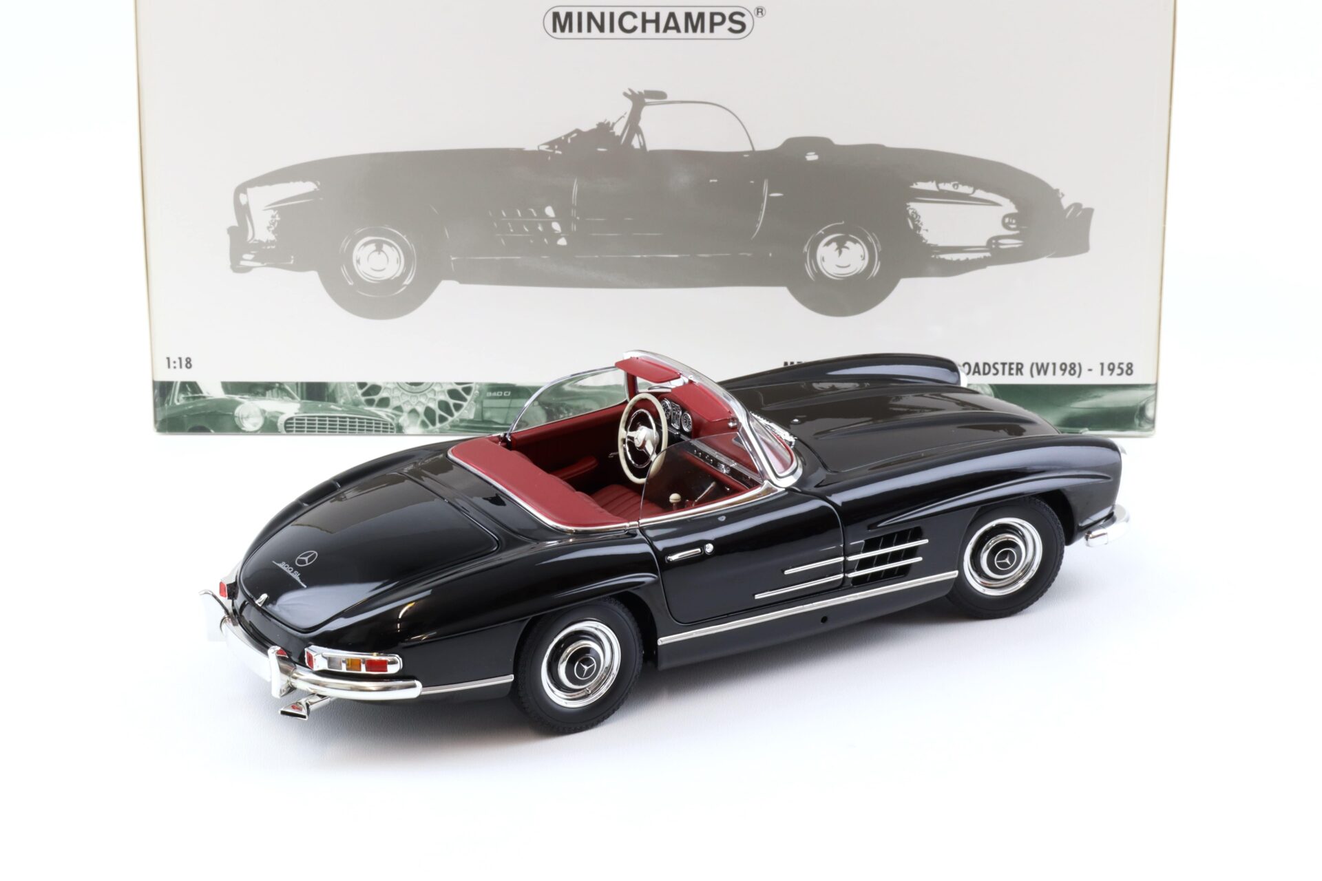 1:18 Minichamps Mercedes 300SL Roadster (W198) black/ red 1958