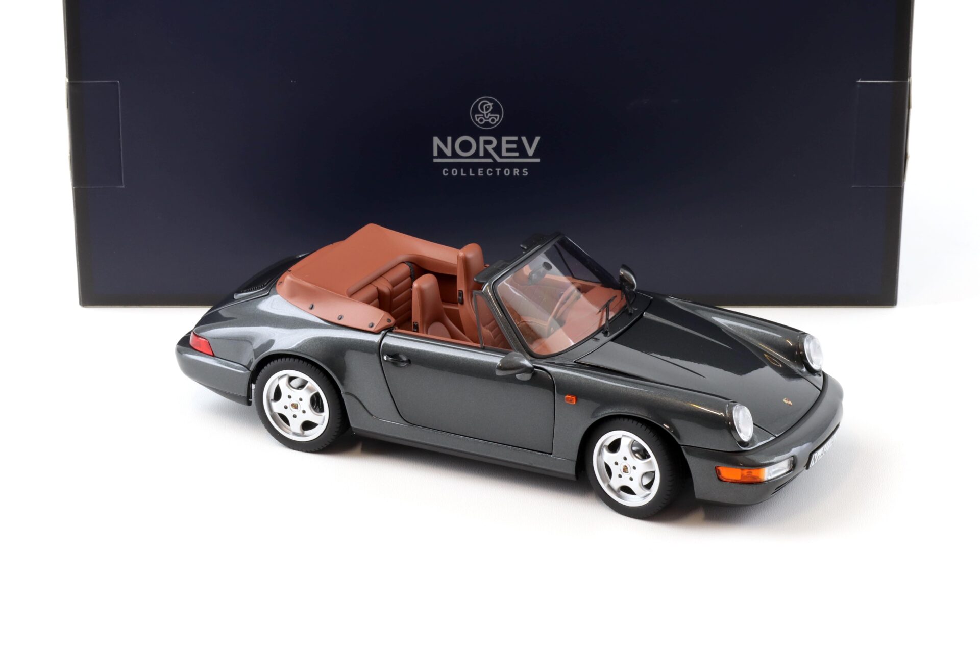 1:18 Norev Porsche 911 (964) Carrera 2 Cabriolet 1990 grey metallic/ brown - Limited 200 pcs.