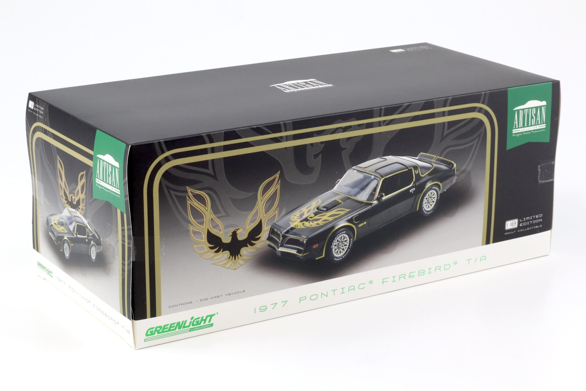 1:18 Greenlight Artisan 1977 Pontiac Firebird Trans Am Coupe black/ gold