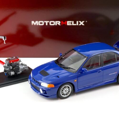 1:18 Motorhelix Mitsubishi Lancer EVO 4 IV Icelle azul 1999 con motor M84005 - Imagen 1
