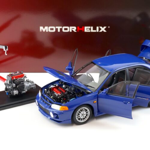 1:18 Motorhelix Mitsubishi Lancer EVO 4 IV Icelle azul 1999 con motor M84005 - Imagen 2