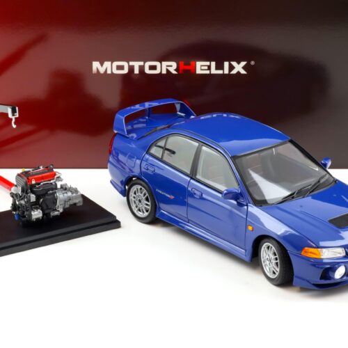 1:18 Motorhelix Mitsubishi Lancer EVO 4 IV Icelle azul 1999 con motor M84005 - Imagen 3
