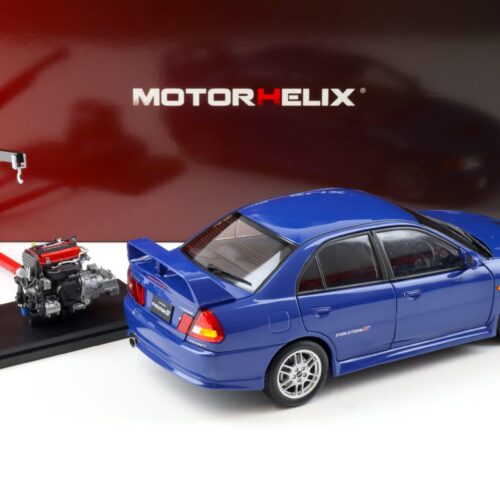 1:18 Motorhelix Mitsubishi Lancer EVO 4 IV Icelle azul 1999 con motor M84005 - Imagen 4