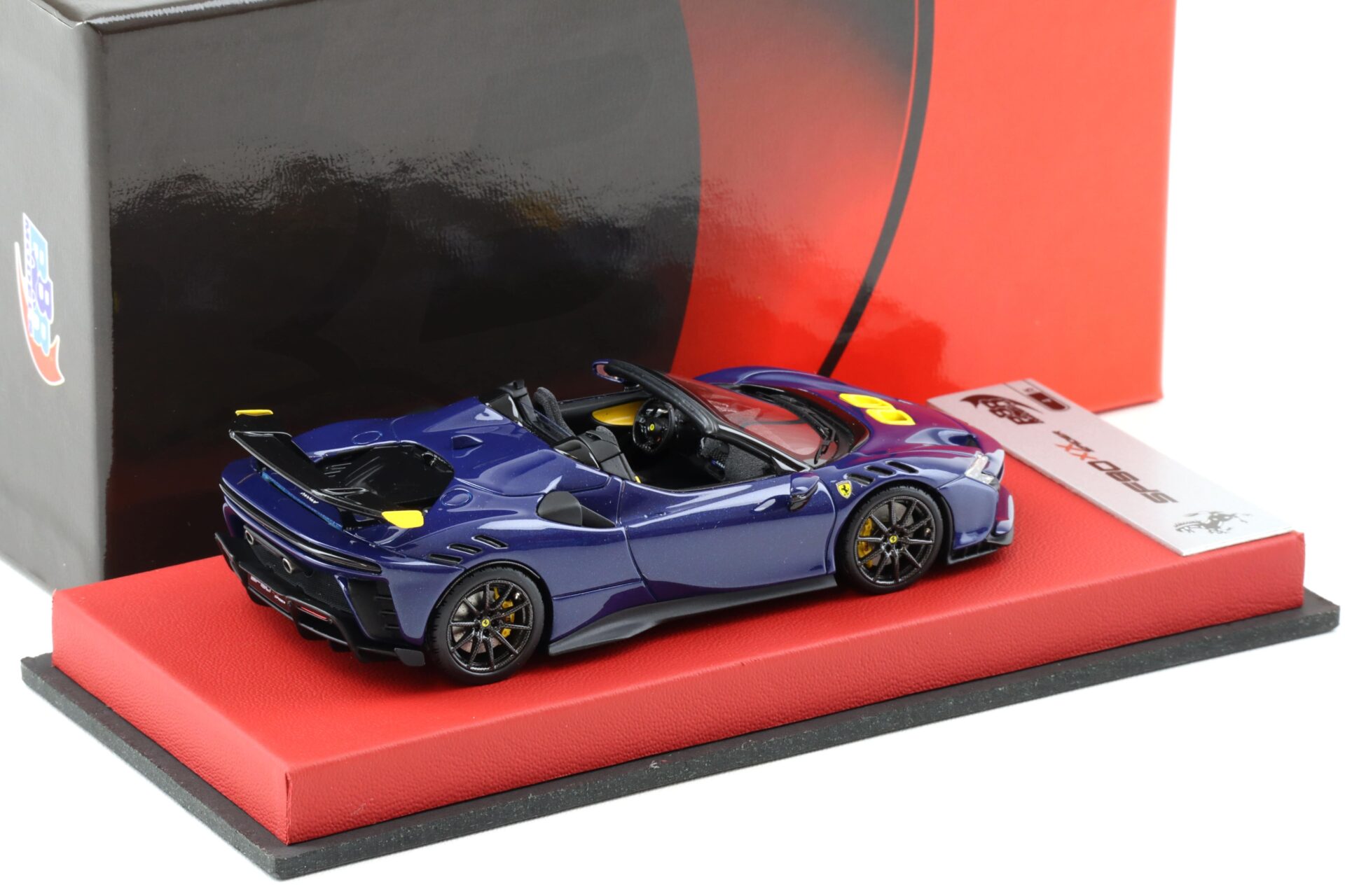 1:43 BBR Ferrari SF90XX Spider Blue Electric with leather base - Limited 5 pcs.