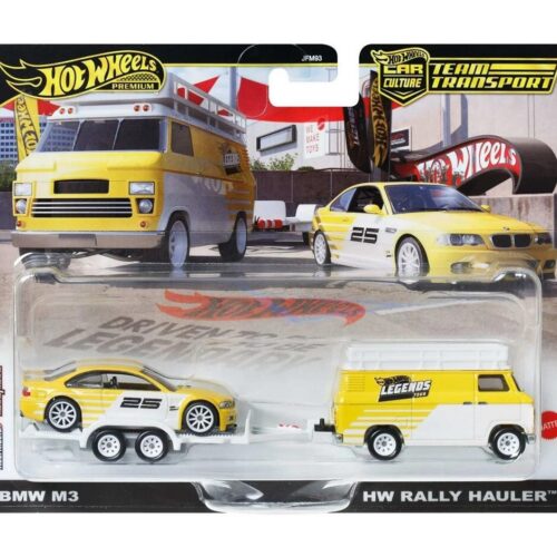 1:64 Hot Wheels Premium Team Transport JFM93 BMW M3 + Rally Hauler Legends Tour