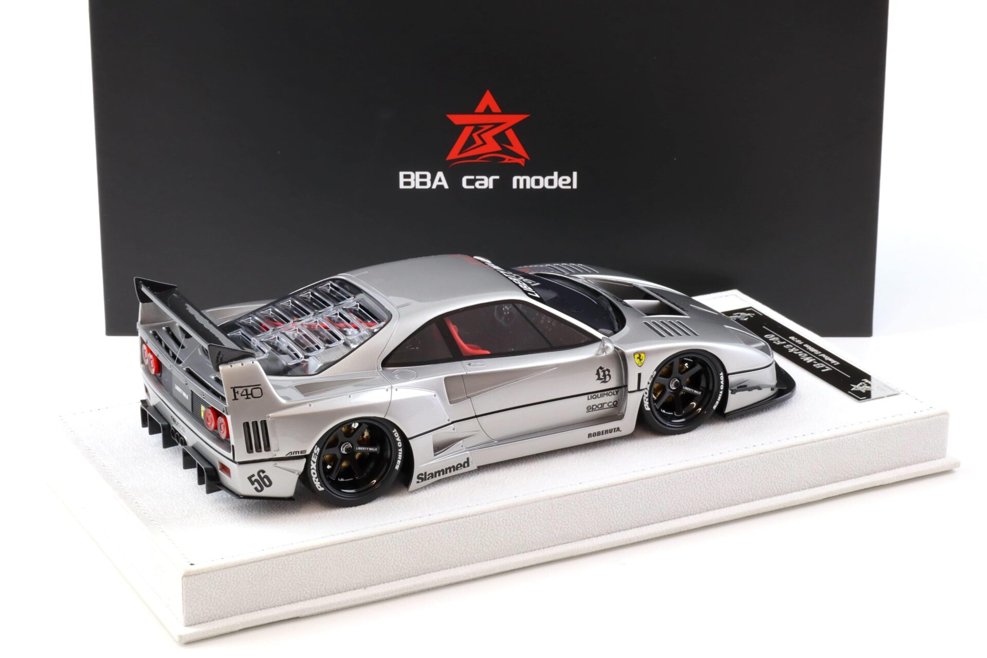 1:18 BBA Model Ferrari F40 LB Works LBWK silver with display - Limited 30 pcs.