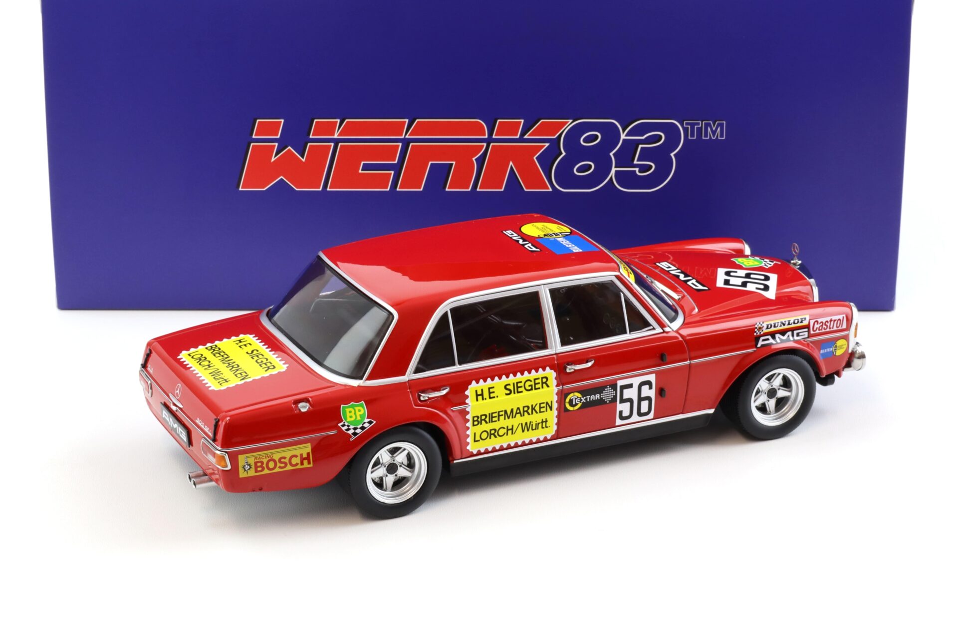 1:18 WERK83 Mercedes 300 SEL 6.8 AMG #56 200 Meilen Nürnberg 1972 H.Heyer