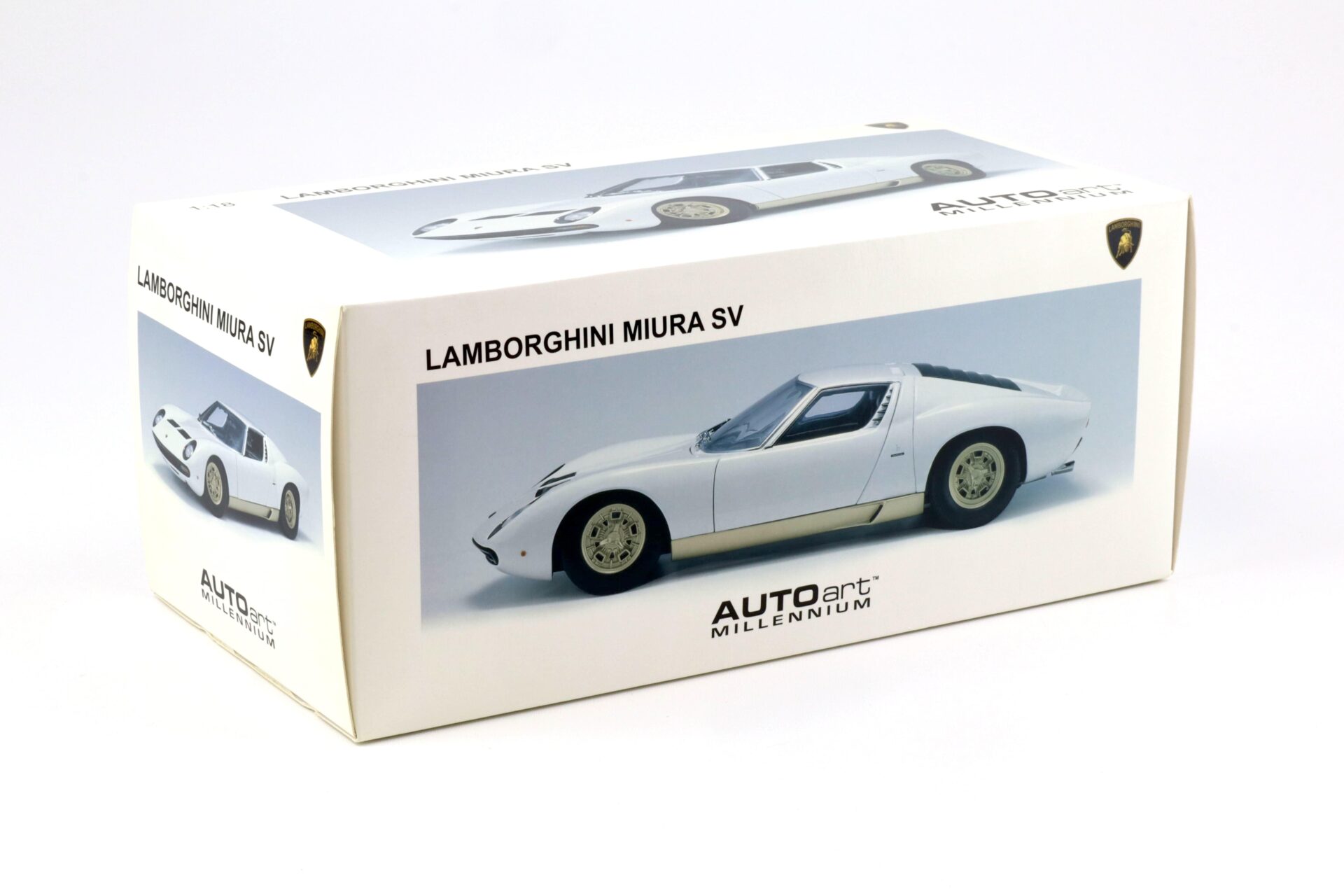 1:18 AUTOart Lamborghini Miura SV white/ gold side skirts DIECAST 74544