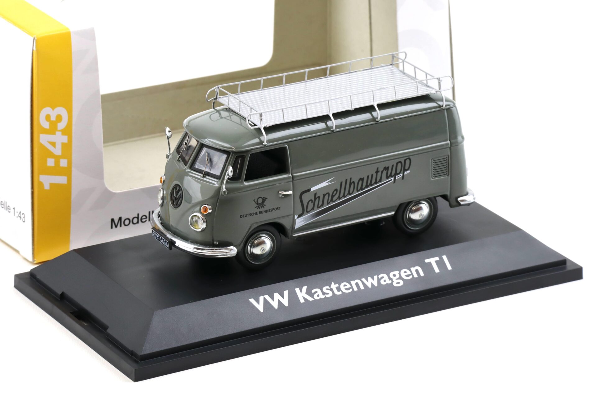 ID 103157 orig 1.jpg 1:43 Schuco VW T1 Kastenwagen Deutsche Bundespost Schnellbautrupp grey