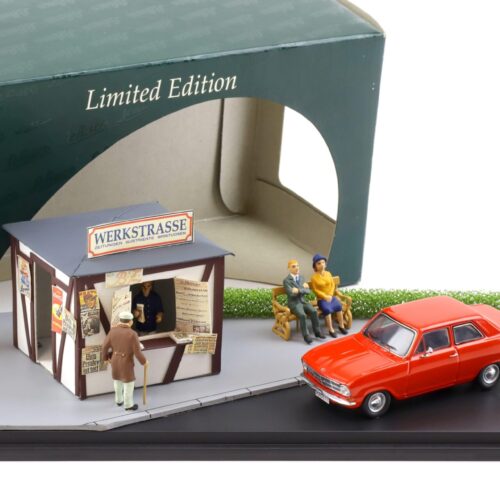 1:43 Schuco Diorama Zeitungs-Kiosk Opel Kadett B red 02945