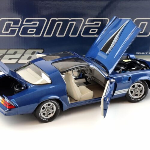 1:18 Greenlight 1980 Chevrolet Camaro Z28 with T-Tops dark blue with stripes