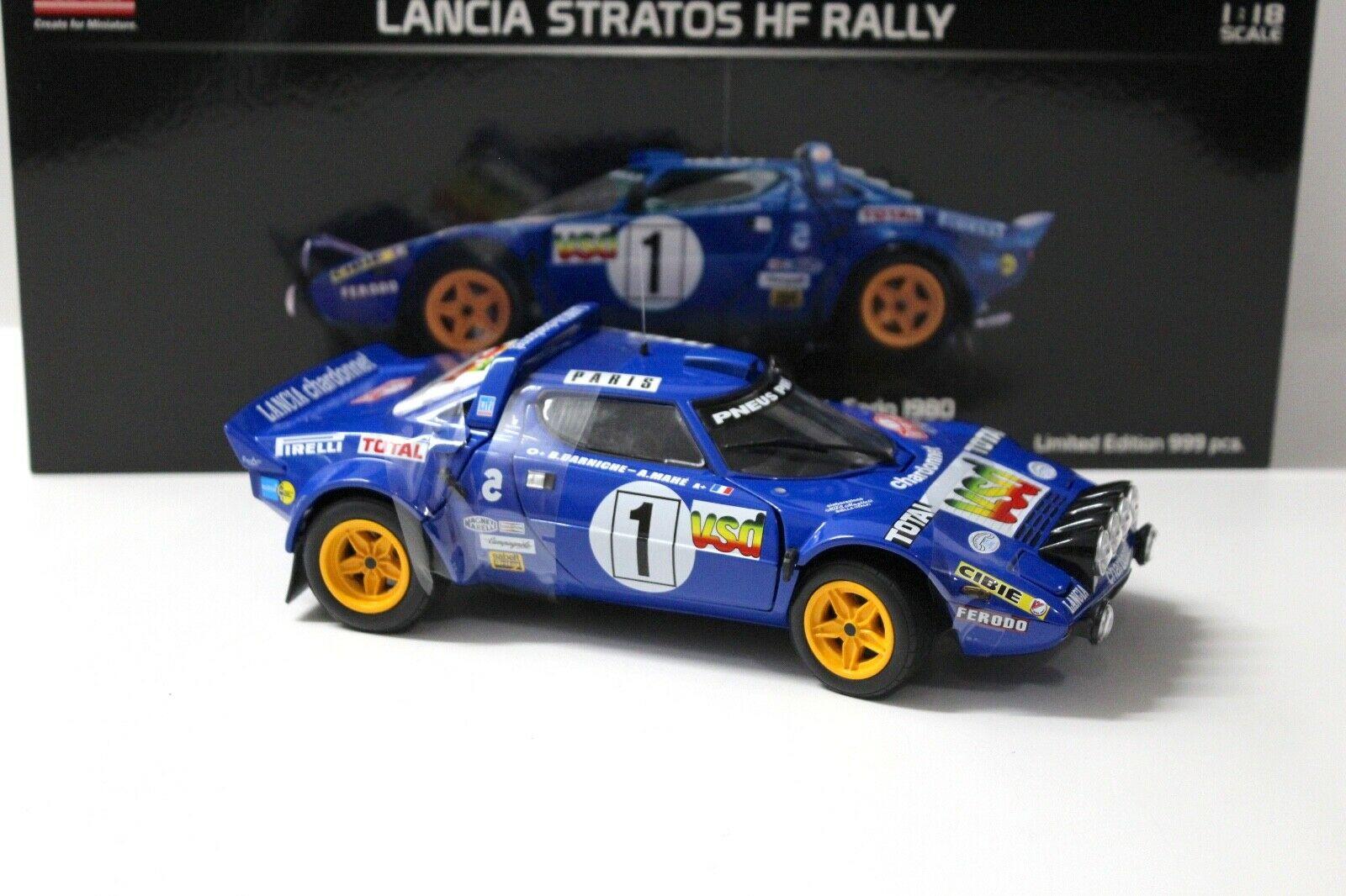 1:18 SunStar Lancia Stratos HF Rally Monte Carlo #1 blue