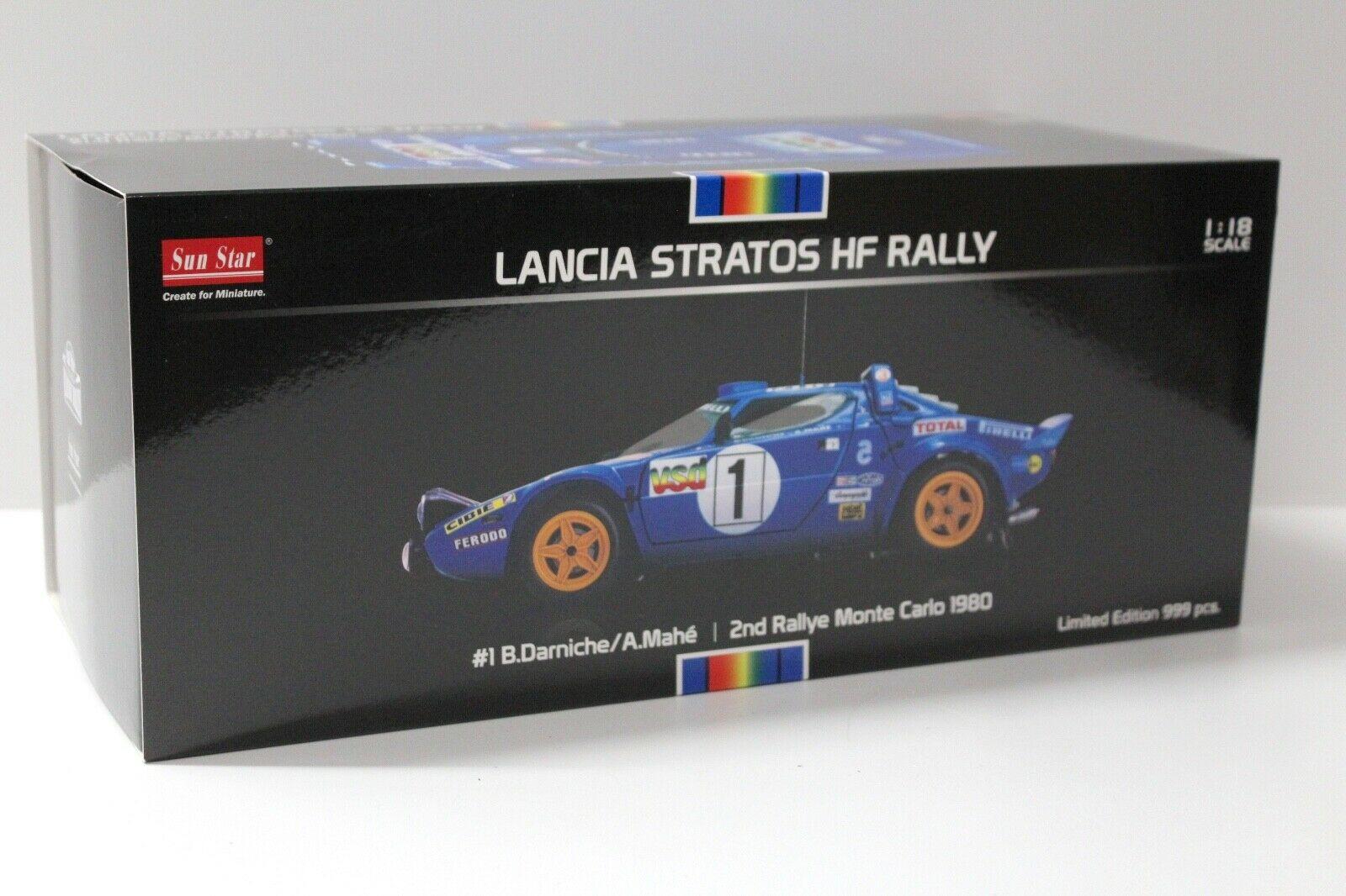 1:18 SunStar Lancia Stratos HF Rally Monte Carlo #1 blue
