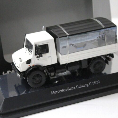 1:50 NZG Mercedes Unimog U5023 Pritsche + Plane white DEALER VERSION