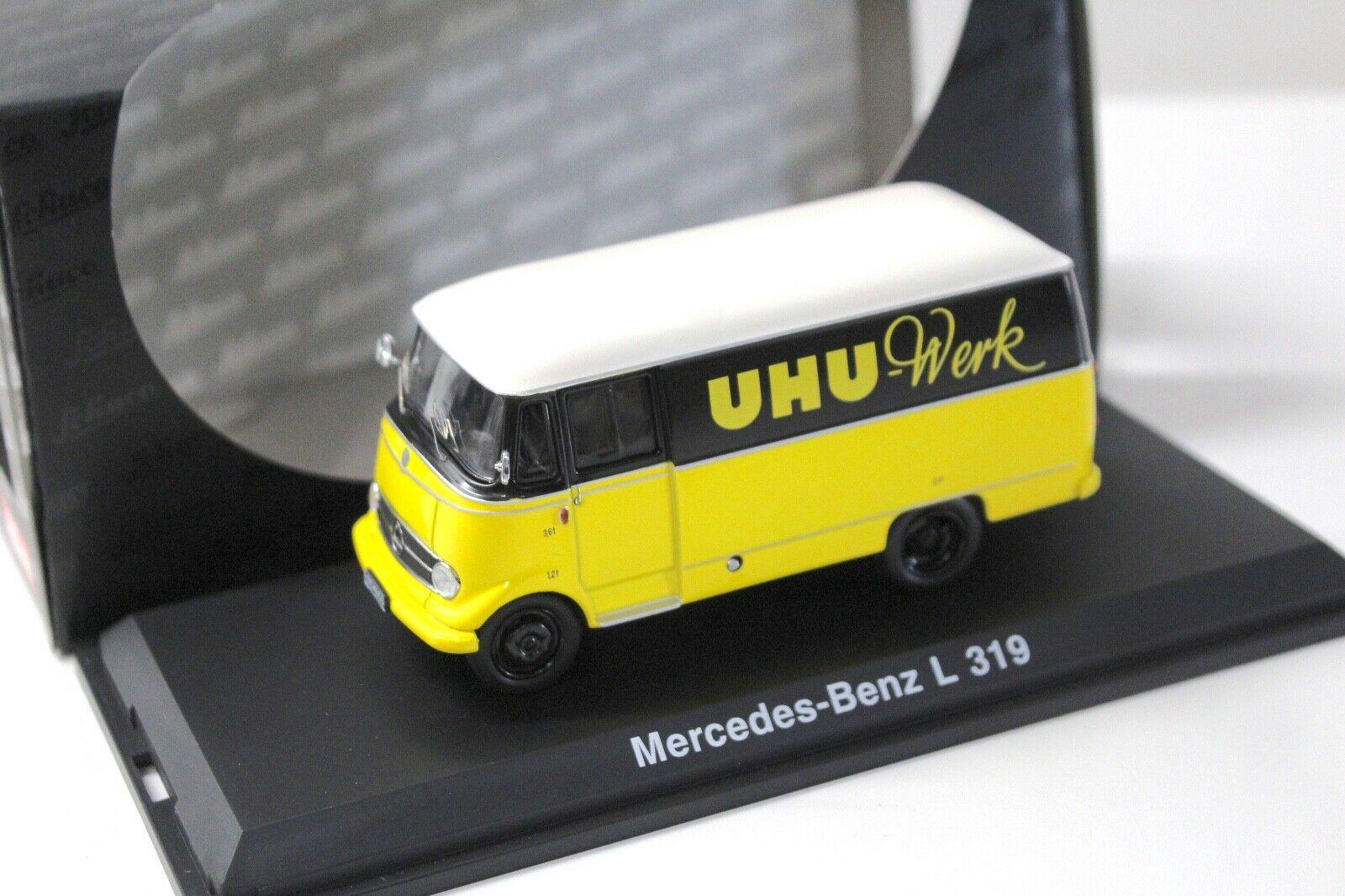 ID 50660 orig.jpg 1:43 Schuco Mercedes L319 Van Kasten UHU Werk yellow
