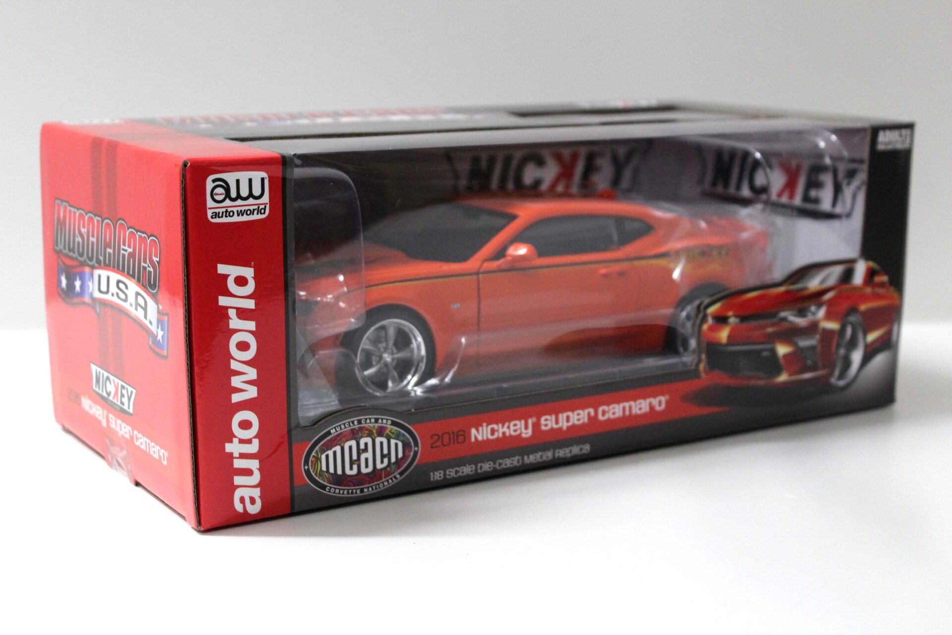 1:18 Auto World Chevrolet Camaro MCACN Nickey Super Camaro 2016 hugger orange