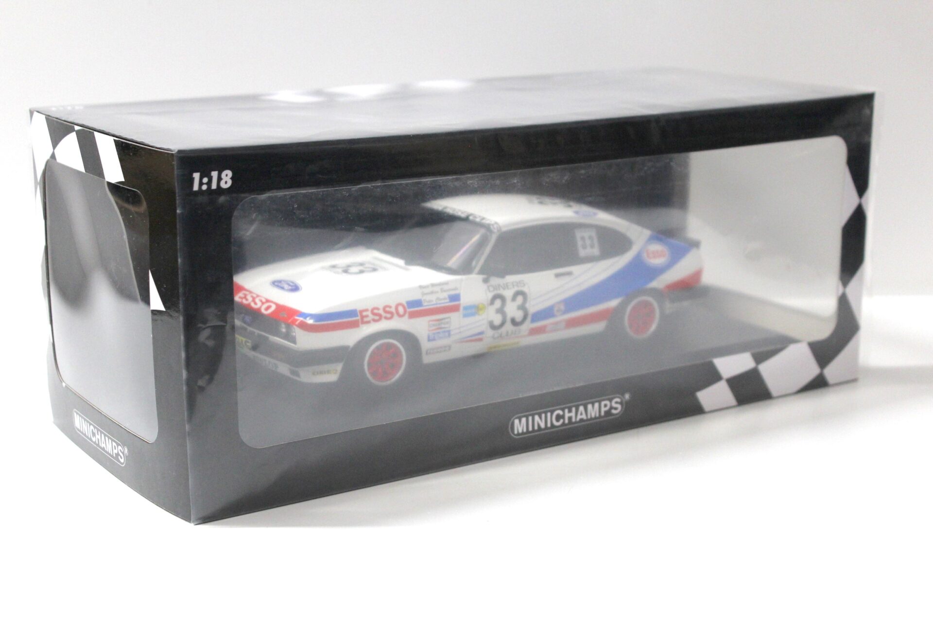 1:18 Minichamps Ford Capri 3.0S V.M. Woodman 3rd Place SPA 24h 1981 ESSO #33