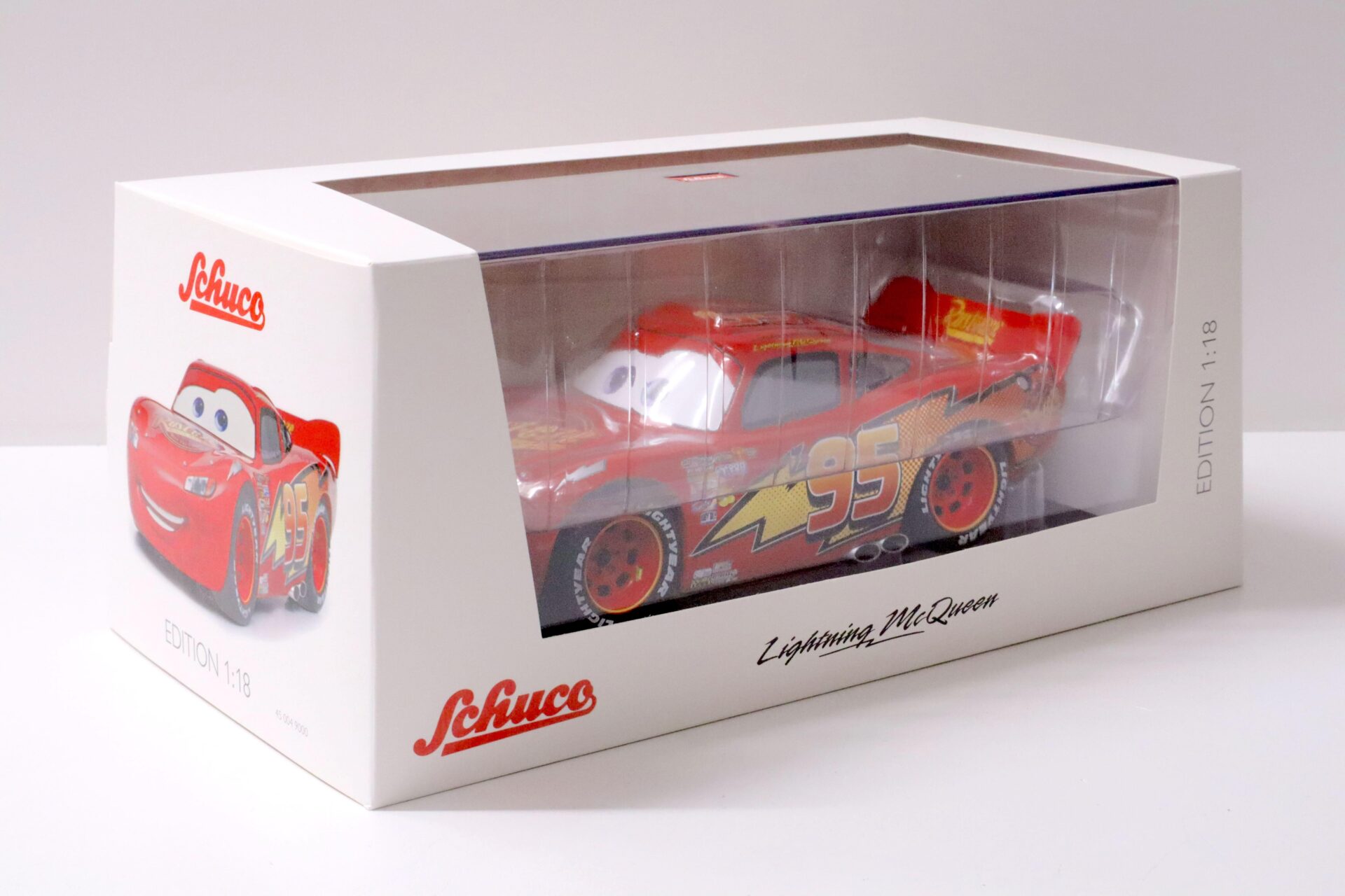 1:18 Schuco Disney Pixar Cars Lightning McQueen #95 red with display