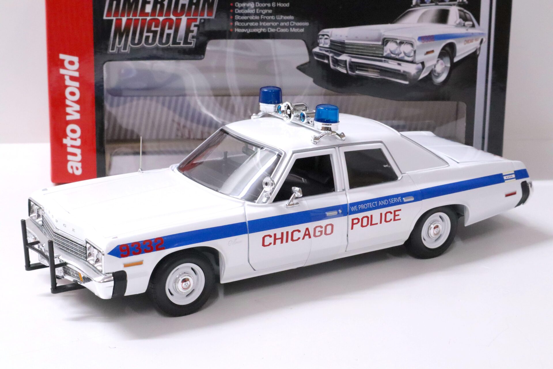 ID 63602 orig.jpg 1:18 Auto World 1974 Dodge Monaco Chicago Police Car white