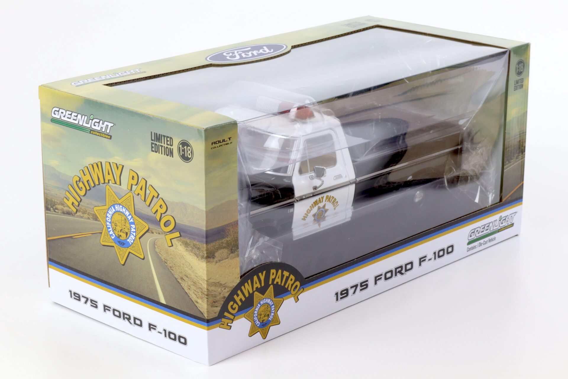 1:18 Greenlight 1975 Ford F-100 Pick-Up Highway Patrol black/ white