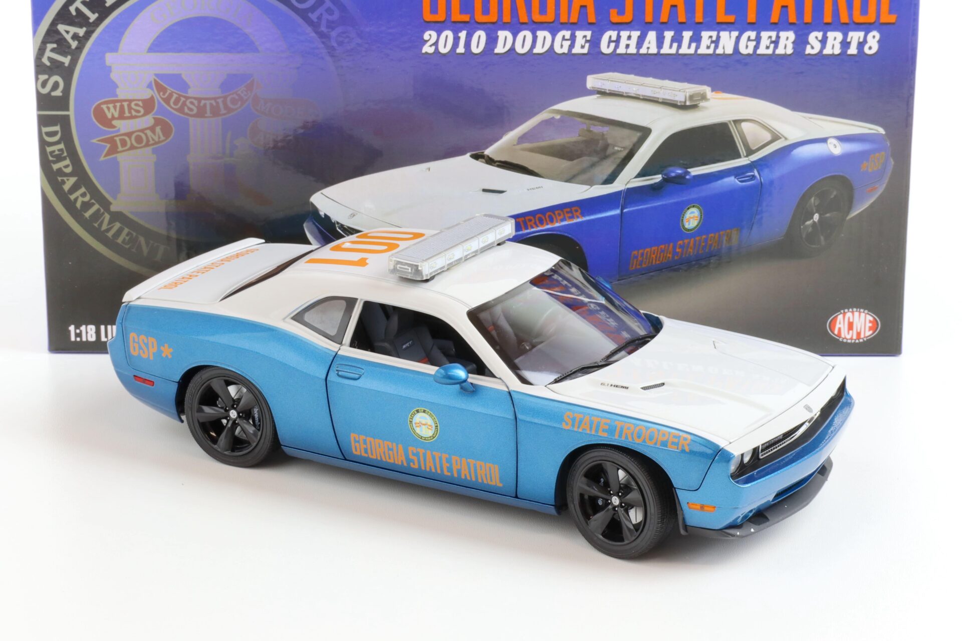 1:18 ACME 2010 Dodge Challenger SRT8 Georgia State Police with LED light Bar