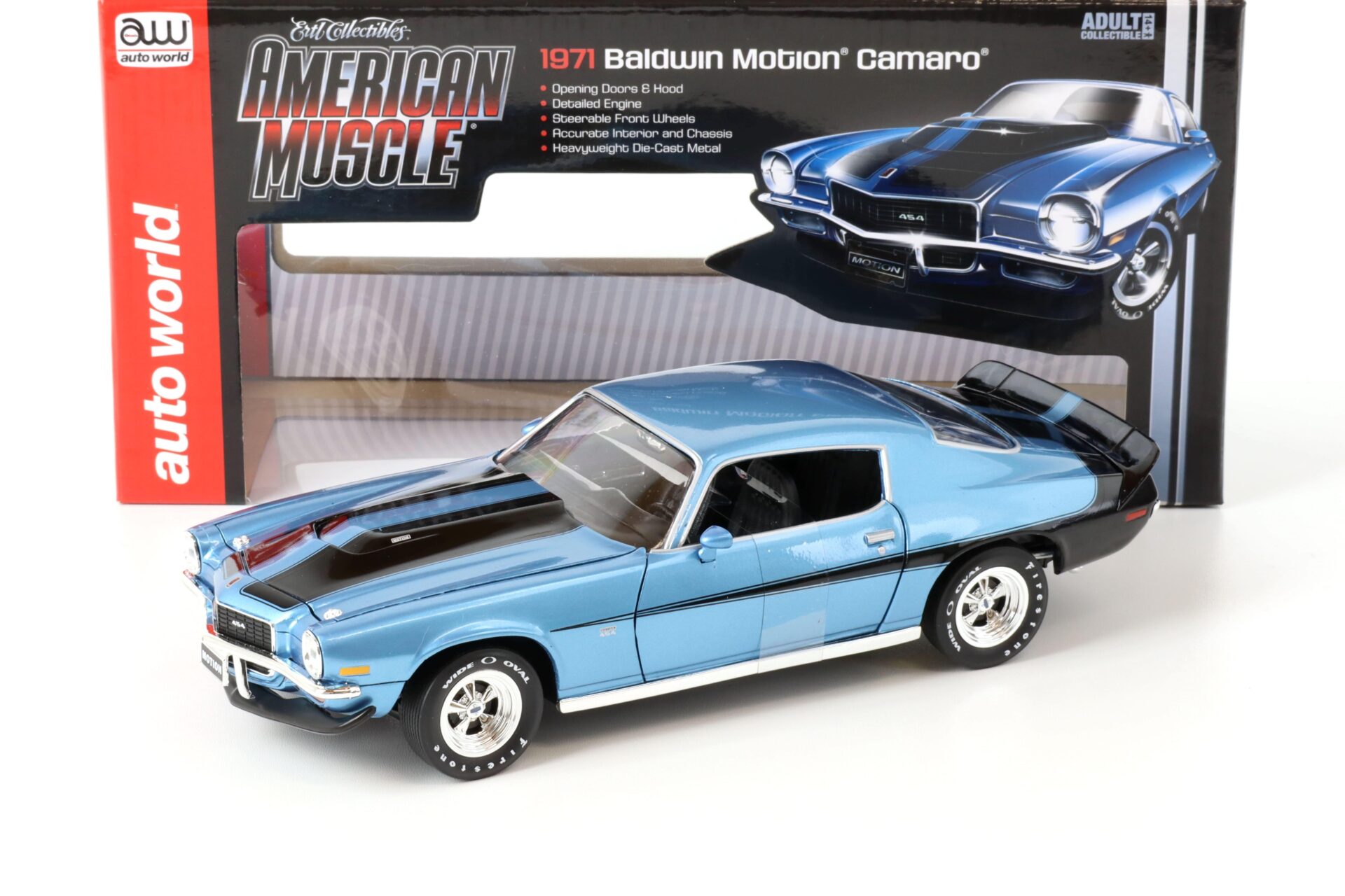 ID 64836 orig.jpg 1:18 Auto World 1971 Chevrolet Camaro Baldwin Motion Camaro blue metallic