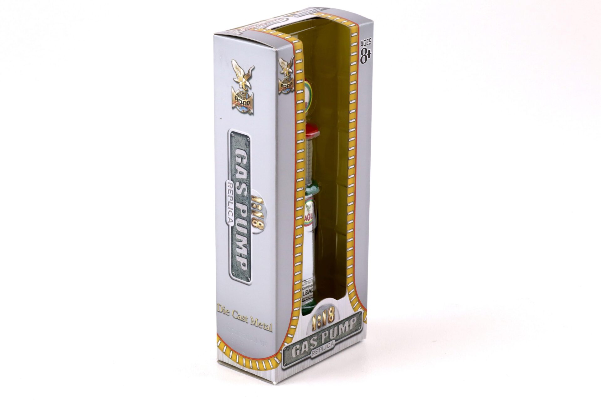 1:18 Road Signature Gas Pump Zapfs盲ule Eagle Gasoline white / red / green