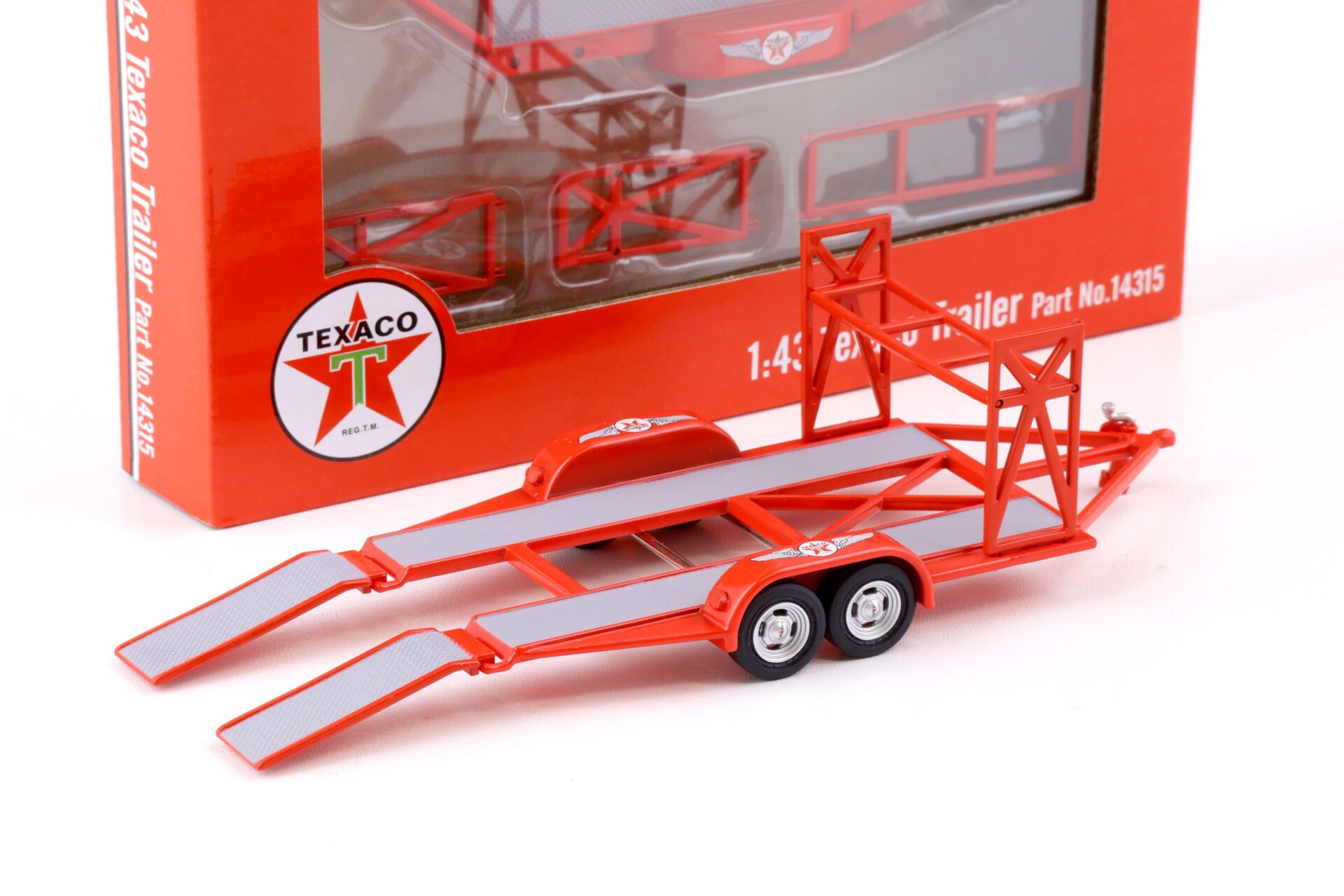 1:43 GMP Tandem Car Trailer Anh盲nger TEXACO red Diorama Zubeh枚r