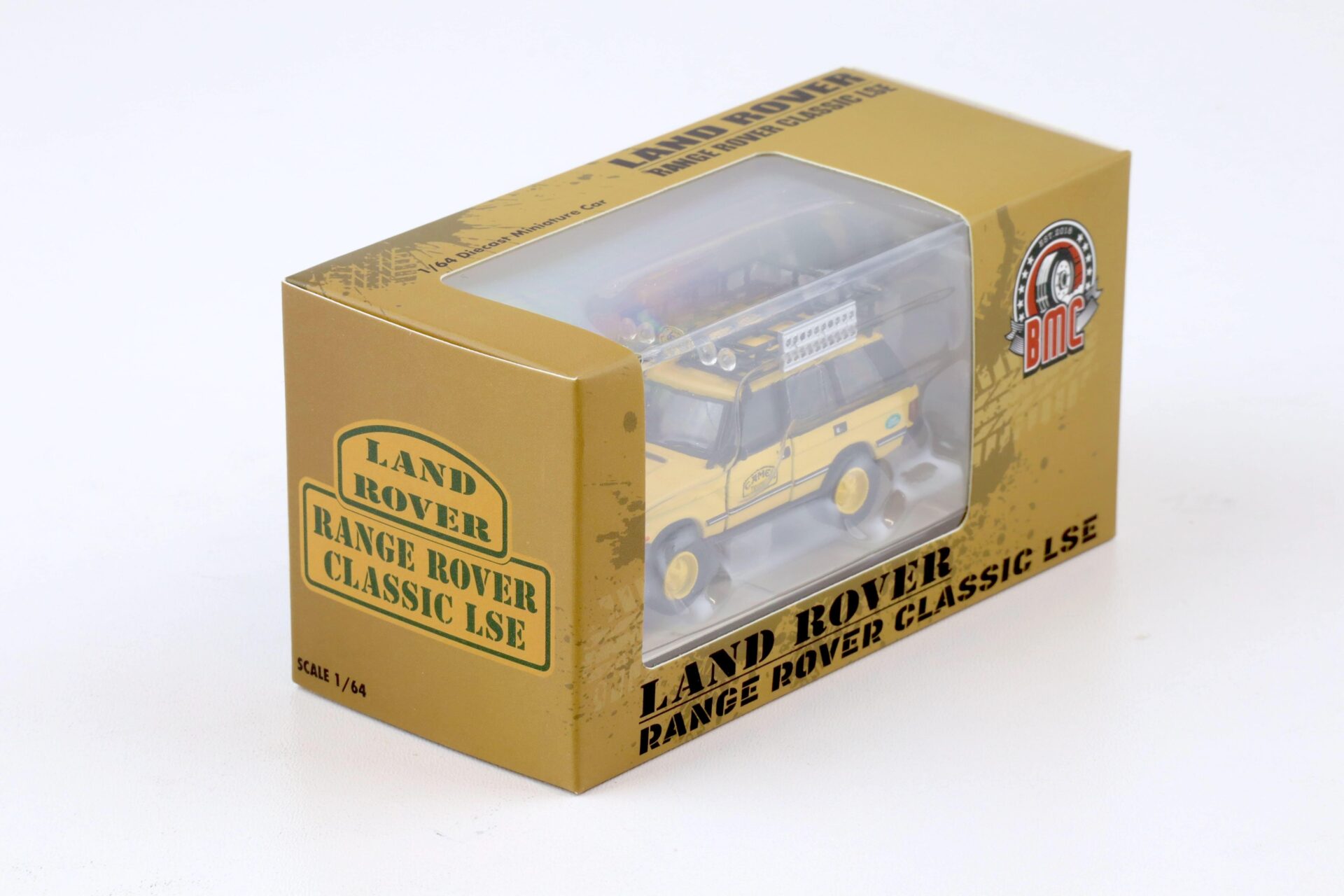 1:64 BMC BM Creations 1992 Range Rover Classic LSE RHD Camel Trophy yellow
