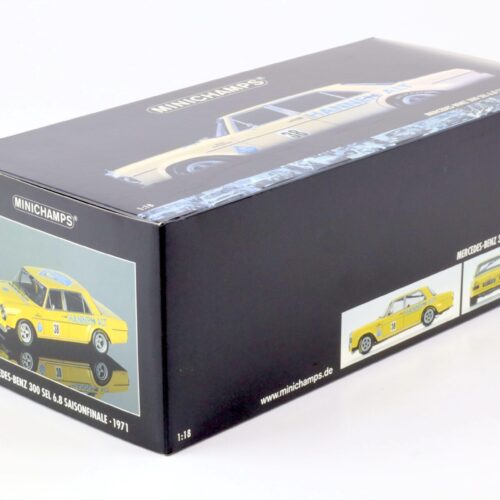 1:18 Minichamps Mercedes 300 SEL 6.8 Saisonfinale 1971 H.Heyer #38 Hannen Alt yellow