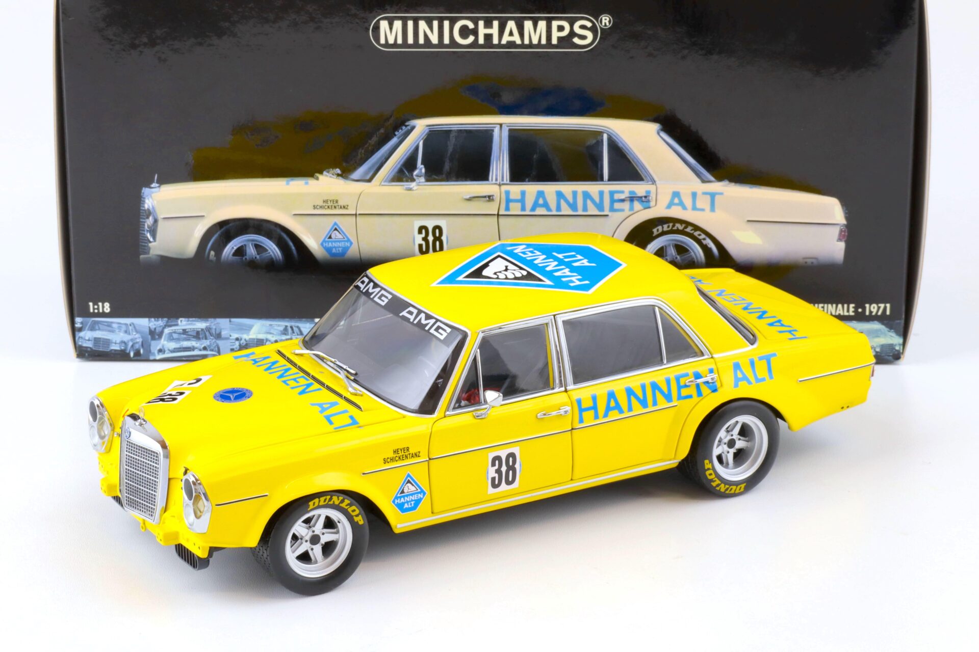ID 77840 orig.jpg 1:18 Minichamps Mercedes 300 SEL 6.8 Saisonfinale 1971 H.Heyer #38 Hannen Alt yellow