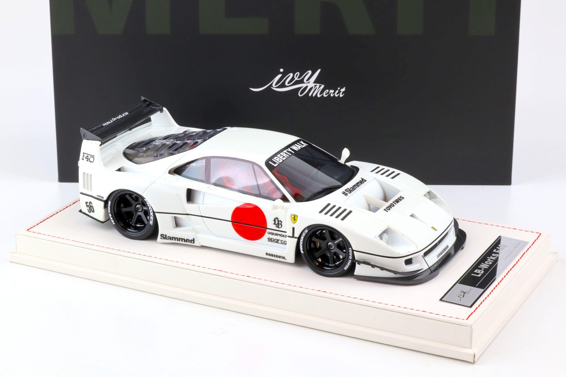 1:18 Ivy Model Merit Ferrari F40 LB Works LBWK white/ glow blue - Limited 88 pcs.