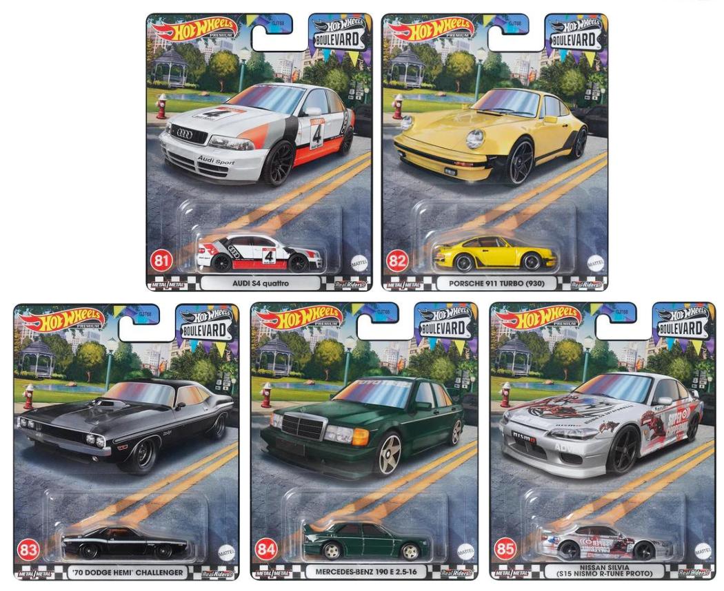 ID 82639 orig.jpg 1:64 Hot Wheels Boulevard Series 2023 Car Culture Premium Pack 5 pcs. 979S Audi, Porsche